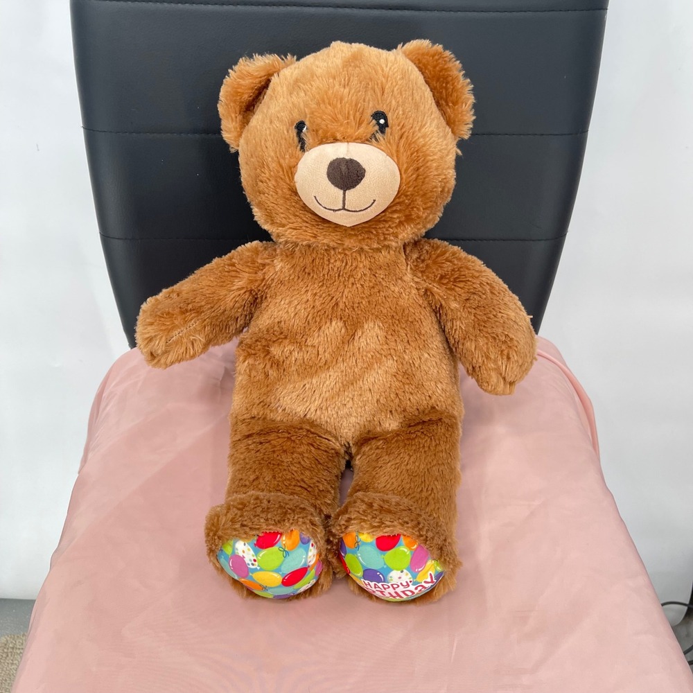 Build A Bear Brown Teddy Bear Plush Happy Birthday Balloons BABW Stuffed Animal
